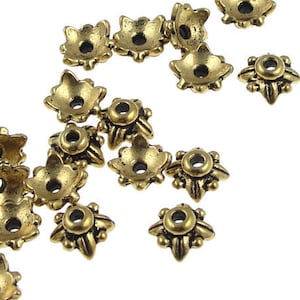 20 or more Gold Bead Caps TierraCast 5MM LEAF Antique Gold Beadcaps Tierra Cast Small Caps for 6mm Beads Jewelry Beads PC4 image 1