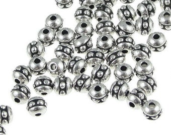 50 Silver Beads 3mm 8/0 Beaded Seed Beads TierraCast Antique Silver Spacers Heishi Beads (PS355)