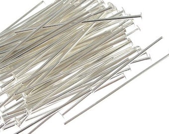 100 Silver Headpins 1" Short Silver Head Pins Silver Plated Findings 1 Inch Head Pin Findings 22 Gauge 22g Tiny Jewelry Findings (FS133)