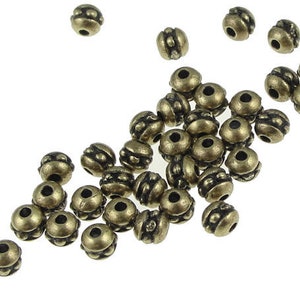 50 Antique Brass Beads 3mm 8/0 Beaded Seed Beads TierraCast Brass Oxide Spacers Heishi Beads Vintage Bronze PS358 image 1