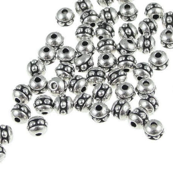 50 Silver Beads 3mm 8/0 Beaded Seed Beads TierraCast Antique Silver Spacers Heishi Beads (PS355)