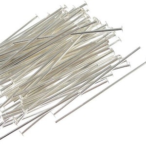 100 Silver Headpins 1 Short Silver Head Pins Silver Plated Findings 1 Inch Head Pin Findings 22 Gauge 22g Tiny Jewelry Findings FS133 image 1