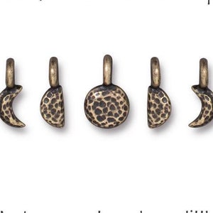 TINY 6mm Moon Phases Mini Pendants - Antique Brass Charms - Celestial Lunar Stellar Phases of the Moon Charm Set by TierraCast