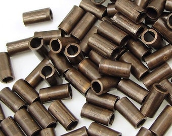 Vintaj 6mm x 2mm TUBE BEAD - Antique Brass Beads Brass Aged Natural Brass Spacer Bead Bronze Beads for Jewelry Making Bohemian Jewelry Beads
