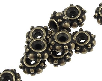 Brass Beads 7mm Antique Brass Bali Beads TierraCast Pewter Turkish Beads Brass Oxide Spacer Bronze Metal Beads (PAS10)