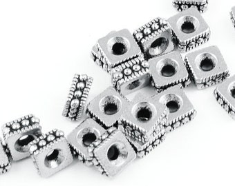 Antique Silver Beads 6mm Rococo Square TierraCast Beads Silver Bali Beads Heishi Beads Spacer Beads Bulk Beads Jewelry Beads PS71