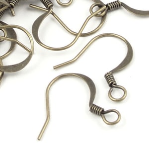 48 Antique Brass Earring Wires 16mm Ear Hook Brass Oxide Bronze Ear Findings FSAB20 image 1