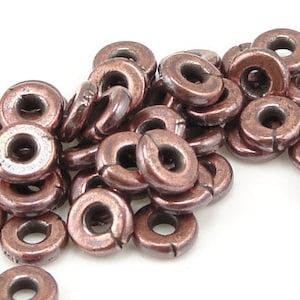 50 Copper Spacer Beads 5mm Antique Copper Kenyan Heishi Beads TierraCast Pewter Dark Copper Metal Beads (PS180)