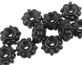 Black Metal Beads - Beads Black Oxide Fancy Spacer Beads TierraCast Pewter Turkish Beads Bali Style Black Beads (PBS10)