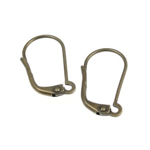 12 Lever Back Earring Findings Interchangeable Loop Style Antique Brass Aged Brass Ear Findings (FSAB109)