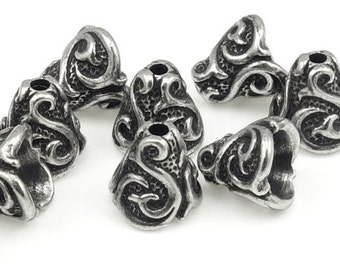 Dark Antique Silver Bead Caps TierraCast LILY CONE Caps Silver Beadcaps Whimsical Woodland Beads Silver Findings Jewelry Beads (P1401)