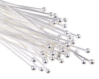 144 Silver Ball Pins 1.5" Bright Silver Plated Ball Head Pins 22 Gauge 22 g 1 1/2"  Ballpin Findings BULK BAG (FS121)