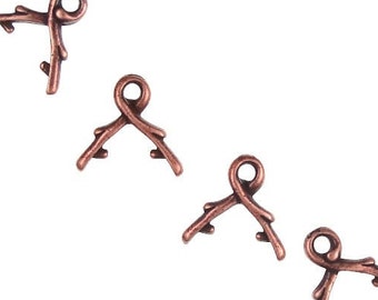 Briolette Pinch Bails - Antique Copper Bail Findings - TierraCast 6mm Small Vine Bails - Briolette Bails (PF141)