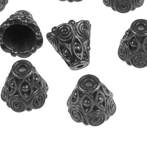 TierraCast SPIRAL CONE Matte Black Oxide Bead Cap Black Beadcaps Tierra Cast Pewter Bali Caps PBC5 image 1