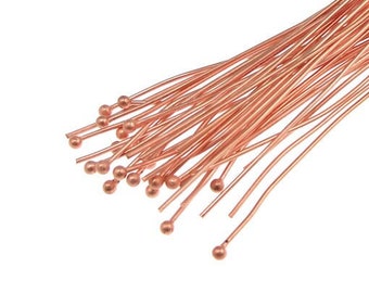 36 Copper Ball Pins 3" Solid Raw Copper Ball Head Pins 21 Gauge 21 g 3 Inch  Ballpin Headpin Findings Bright Copper