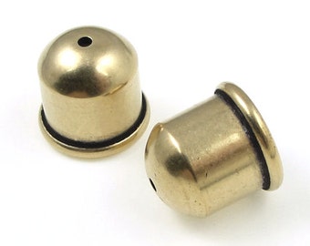 10mm Open Top Kumihimo Caps - Light Antique Brass TierraCast CUPOLA Cord End Cap Kumihimo Cord Cap Findings (PF2124)