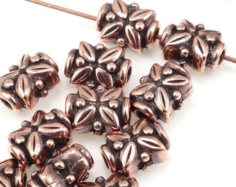 TierraCast Leaf Beads - Antique Copper Beads - Supplies for Fall Autumn Jewelry - Tierra Cast Pewter Beads (P637)