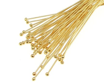 144 Gold BALL PINS 3" Gold Plated Ball Head Pins 21 Gauge 21 g 3 Inch  Ballpin Headpin Findings