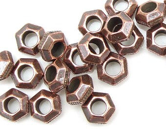 Copper Beads for Leather Large Hole Beads Copper Jewelry Supplies TierraCast 5mm Faceted Leather Findings Bracelet Beads Spacers (PS396)