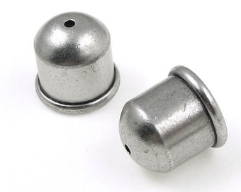 10mm Open Top Kumihimo Caps - Antique Pewter Dark Silver TierraCast CUPOLA Cord End Cap Findings (PF2121)