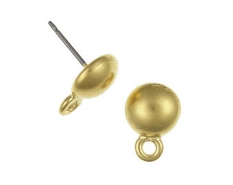 Gold Earring Posts TierraCast Pewter 8mm Dome Stud Earring Findings Gold Findings Gold Earrings Ear Findings (PF211)