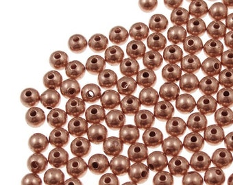 100 Copper Beads - 3mm Round Solid Bright Raw Copper Ball Beads - Spacer Beads (FSC24)