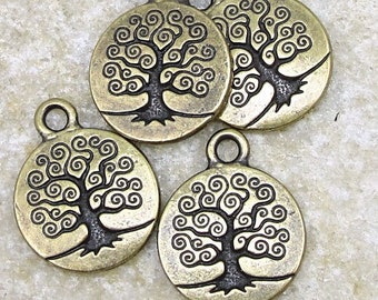 Brass Charms - TierraCast Tree of Life Charms - Brass Oxide 19mm x 15mm Bronze Yoga Charms for Meditation Jewelry (PA26)