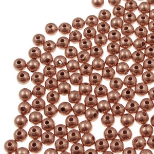 100 Copper Beads - 3mm Round Solid Bright Raw Copper Ball Beads - Spacer Beads (FSC24)