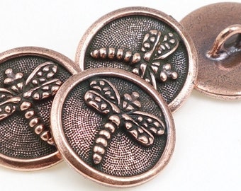 TierraCast DRAGONFLY BUTTON Findings - Antique Copper Button Clasp Findings Closure for Leather Jewelry Bracelet Supplies (pf799)