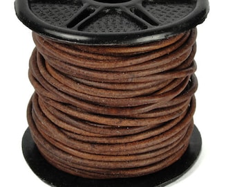1.5mm Leather Cord - 10 Meter Spool Red Brown Leather Lace - Natural Dye Leather Cord - Wrap Bracelet Supplies