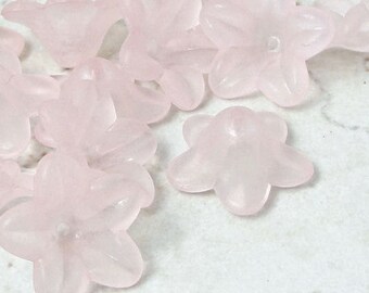 18 ROSALINE Pink Lucite Flower Bead Frosted Pale Pink Flower 7mm x 13mm Trumpet Flower Beads Light Pink Beads Light Rose