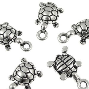 Turtle Charms - Antique Silver Charms - Three Dimensional 3D Charms by TierraCast (P1001)