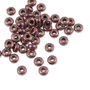 50 Antique Copper Beads - TierraCast 3mm Disk Heishi Spacer Beads Antique Copper (PS267)