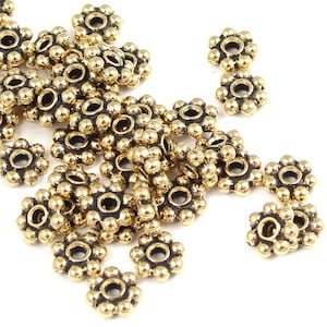 50 Antik Gold Spacer 5mm Bali Perlen Daisy Abstandhalter Gold Heishi Perlen TierraCast Zinn Metallperlen PS21 Bild 1