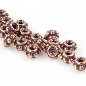 5mm Copper Beads - Antique Copper Spacer Beads - TierraCast Heishi Beads 5mm Beaded Spacers Copper Jewelry Beads (PS111)