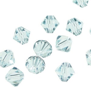 12 LIGHT AZORE 6mm Bicones Light Azore Blue Swarovski Bicones Austrian Crystal 5328 5301