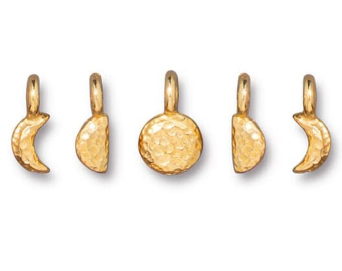 TINY 6mm Moon Phases Mini Pendants Bright Gold Charms Celestial Lunar ...