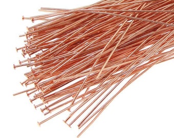 144 3" Copper Headpin Findings Bright Copper Plated Head Pin 21 G 3 Inch Headpins 21 Gauge Long Tall Headpins (FB4ACP)