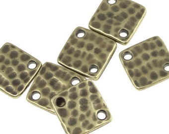 Antique Brass Links Diamond Hammertone Textured Metal Jewelry Connectors 12mm TierraCast Antique Bronze (PF494)