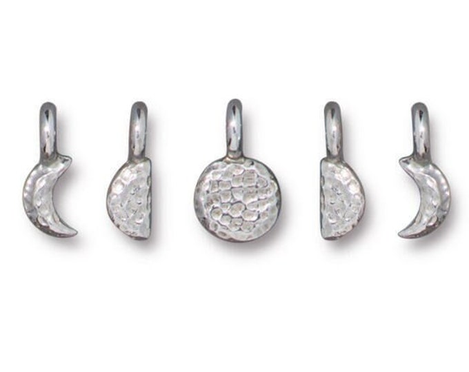 TINY 6mm Moon Phases Mini Pendants - Bright Silver Charms - Celestial ...