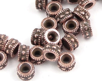 Copper Beads 4mm Antique Copper Bali Beads - TierraCast Pewter ROCOCO ROUND Metal Beads - Copper Spacer Beads PS129