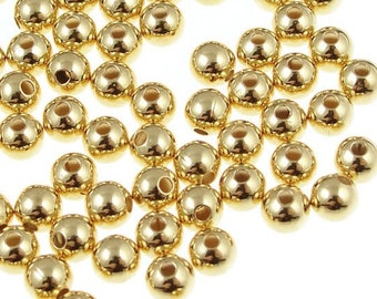 Lot de 1 000 perles dorées - Billes dorées de 4 mm - Perles rondes plaquées or - Perles intercalaires - Perles en métal doré (FS92)