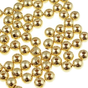 100 Gold Beads 4mm Gold Ball Beads Gold Plated Round Beads Spacer Beads Gold  Metal Beads FS92 
