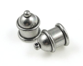 Customizable 8mm Recessed Channel Antique Pewter Dark Silver Kumihimo Caps - Tierracast PAGODA Cord End Caps (PF2097)
