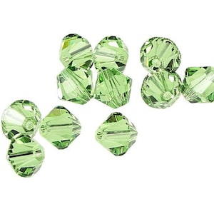 12 PERIDOT 6mm Swarovski Crystal Elements Bicones - Article 5301 5328 - 6mm Bicone Beads Light Green Beads Swarovski Beads
