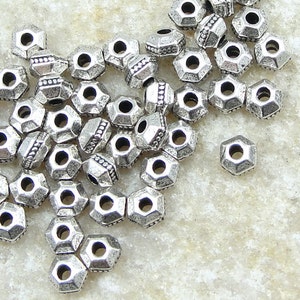 50 TierraCast 3mm FACETED BICONE Spacers Antique Silver Beads Tierra Cast Small Metal Beads Heishi Silver Spacer Beads for Jewelry PS87 image 1