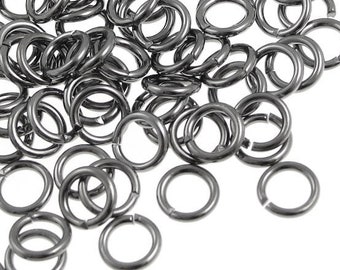 100 Gunmetal Jumprings 6mm 18 Gauge 18g Gun Metal Jump Ring Gunmetal Findings Jumpring Findings Jewelry Findings Dark Grey  (FSGM104)