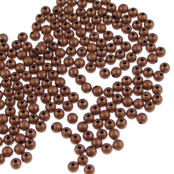 100 Tiny Copper 2mm Beads Aged Antique Copper Round Beads Solid Copper Ball Beads Dark Copper Metal Beads (FSAC1)