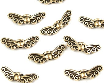 Fairy Wing Beads Antique Gold TierraCast Pewter Wing Beads Small Angel Wing Beads Metal Beads (P10)