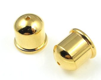 10mm Open Top Kumihimo Caps - Bright Gold TierraCast CUPOLA Cord End Cap Kumihimo Findings (PF2123)